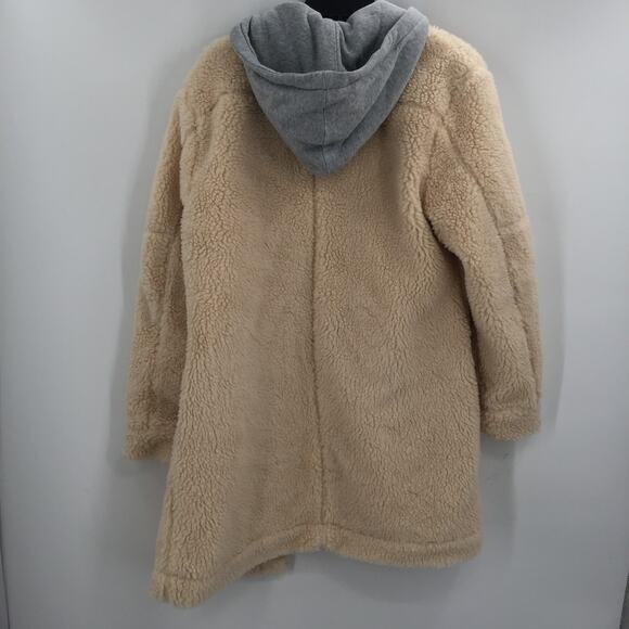 BP. NWT Hooded Tan Memoir Teddy Coat Jacket  Button Up Size XS gray removable - Picture 5 of 15